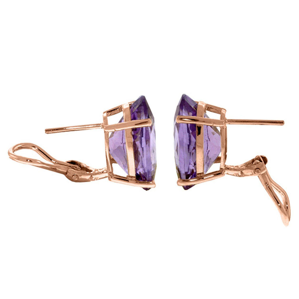 15.1 Carat 14K Rose Gold French Clips Earrings Natural Amethyst
