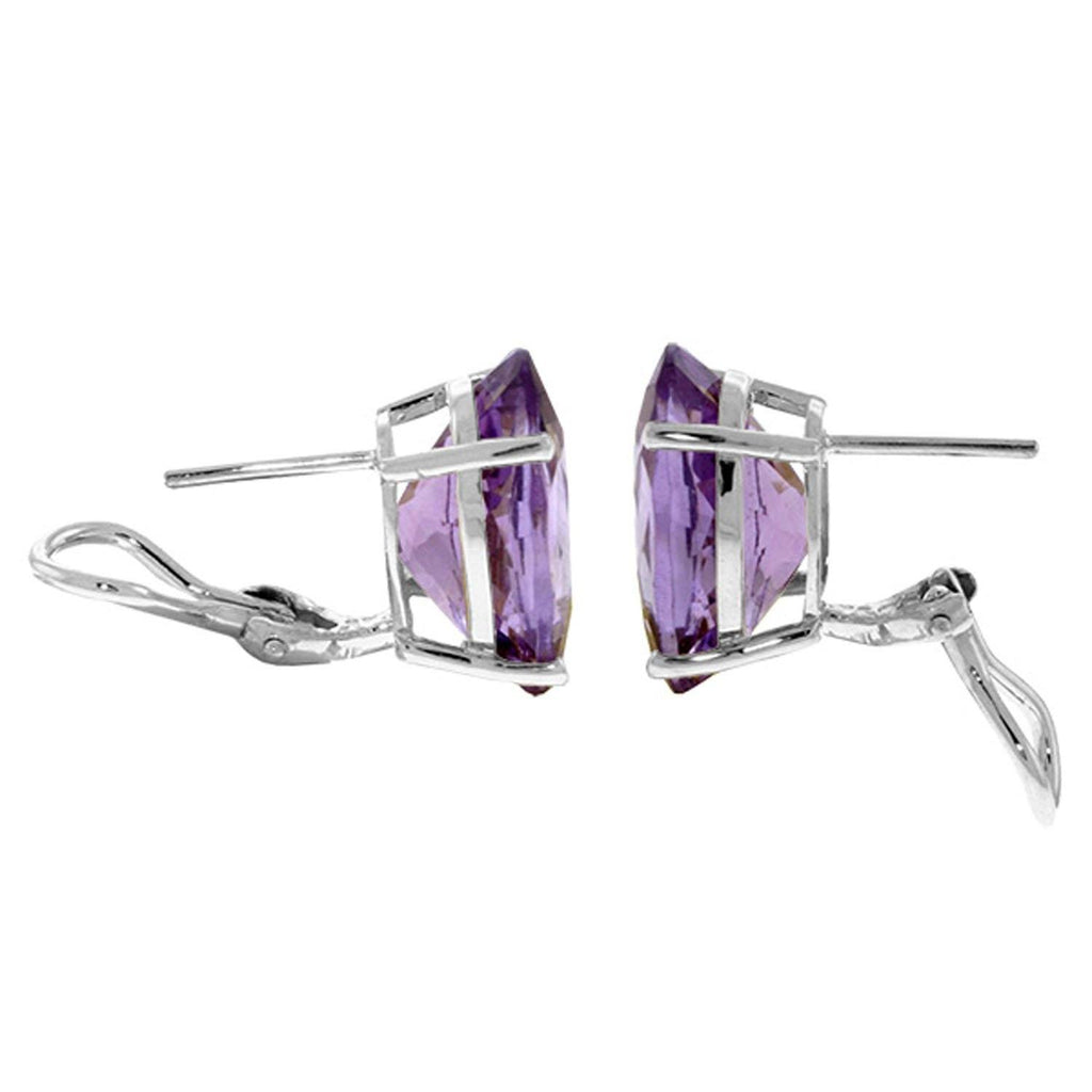 15.1 Carat 14K White Gold French Clips Earrings Natural Amethyst