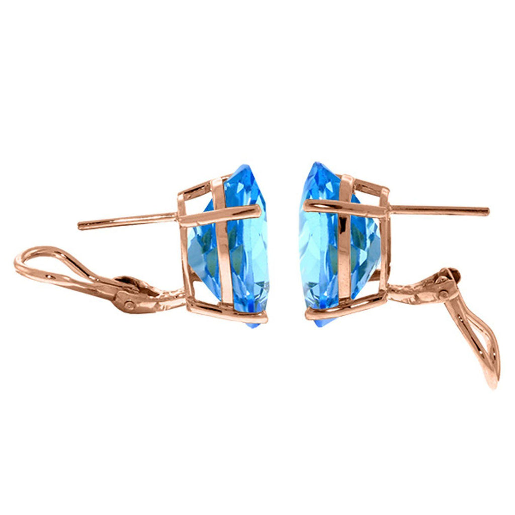 16 Carat 14K Rose Gold French Clips Earrings Natural Blue Topaz