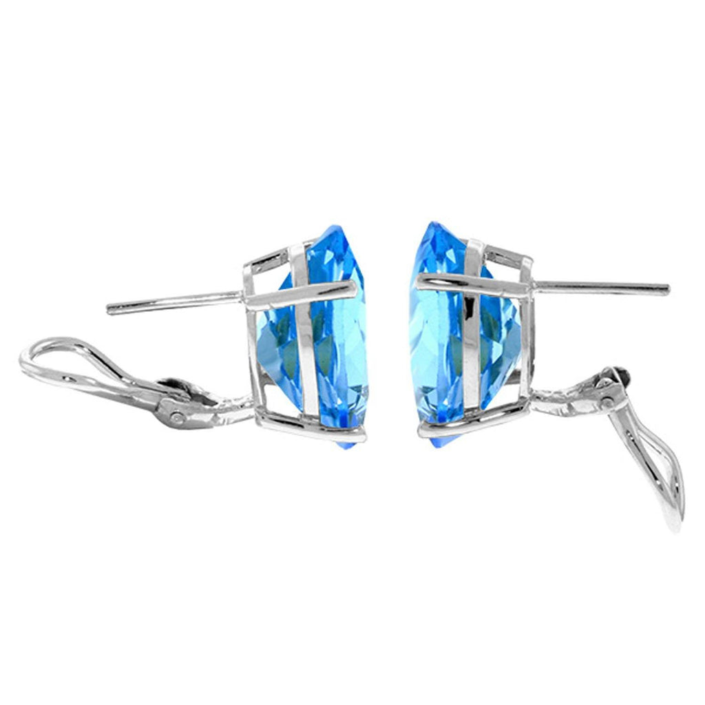 16 Carat 14K White Gold French Clips Earrings Natural Blue Topaz