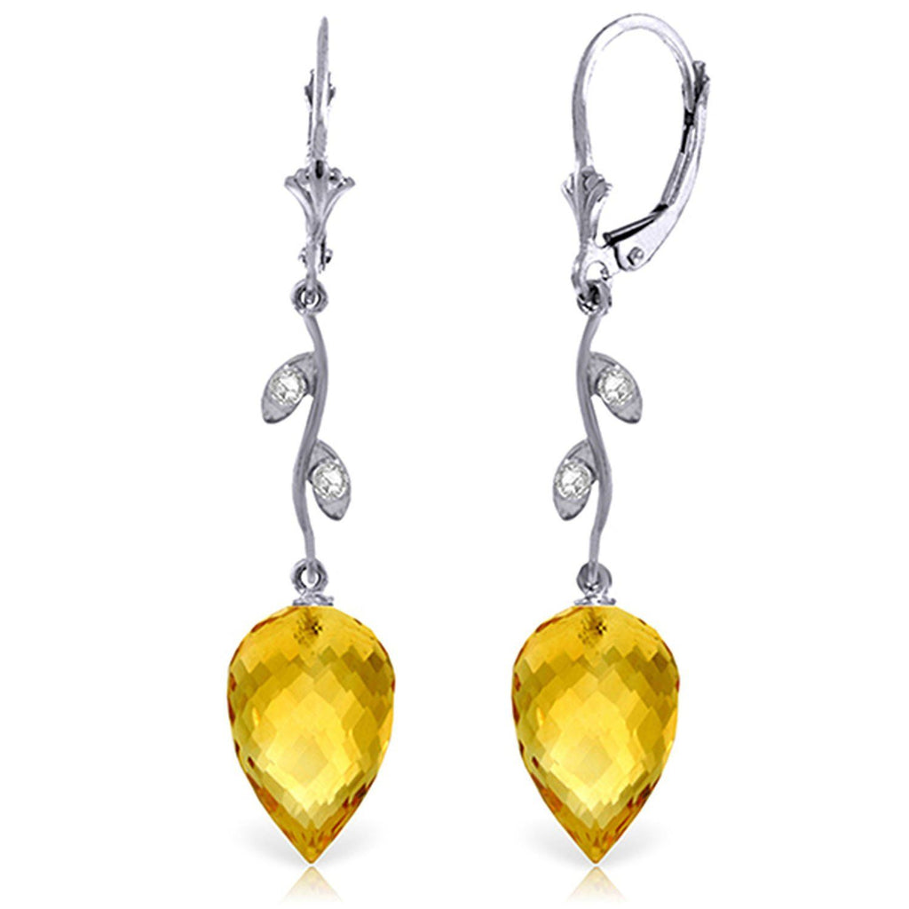 19.02 Carat 14K Rose Gold Diamond Drop Citrine Earrings