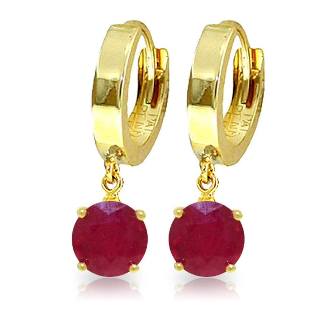 2.5 Carat 14K Rose Gold Hoop Ruby Drop Earrings