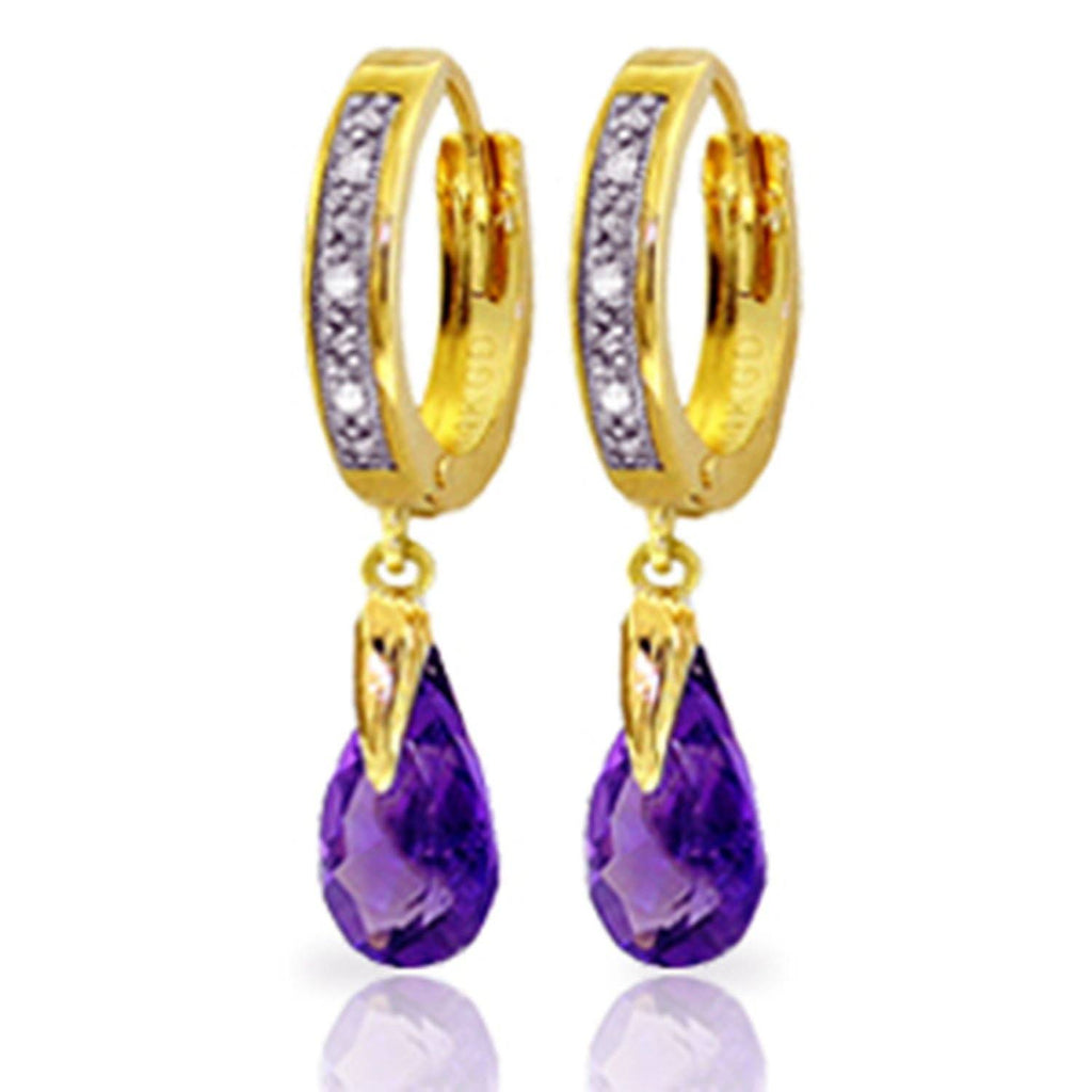 2.53 Carat 14K Gold Marseille Amethyst Diamond Earrings