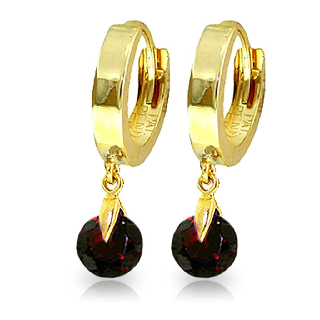 2 Carat 14K Gold Hoop Earrings Natural Garnet