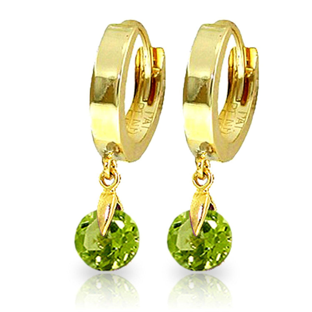 2 Carat 14K Gold Hoop Earrings Natural Peridot