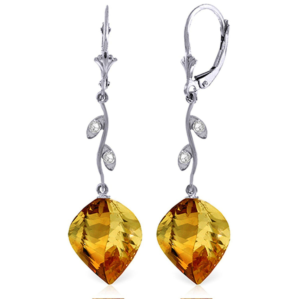 23.52 Carat 14K Gold Diamond Spiral Citrine Earrings