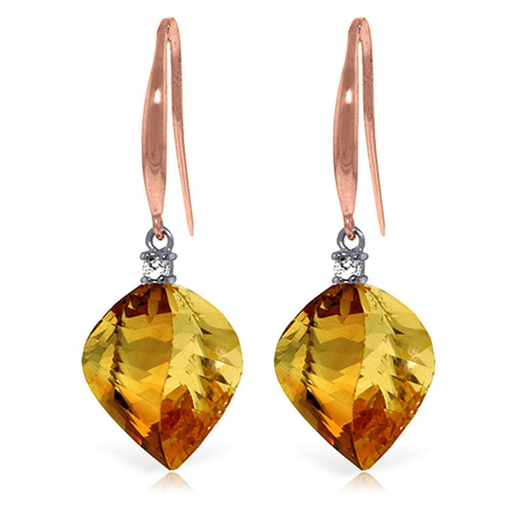 23.6 Carat 14K Gold Obsession Citrine Diamond Earrings