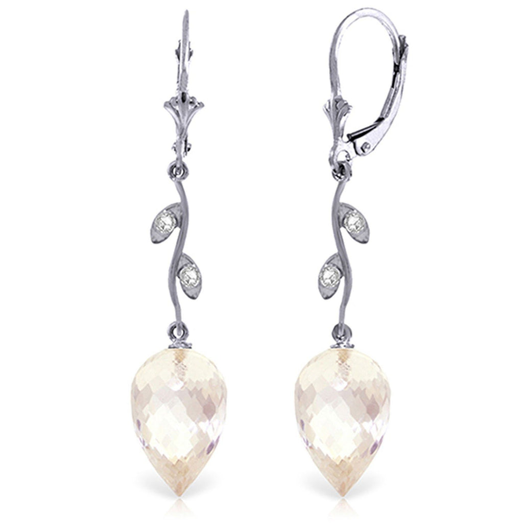 24.52 Carat 14K Rose Gold Diamond Drop White Topaz Earrings