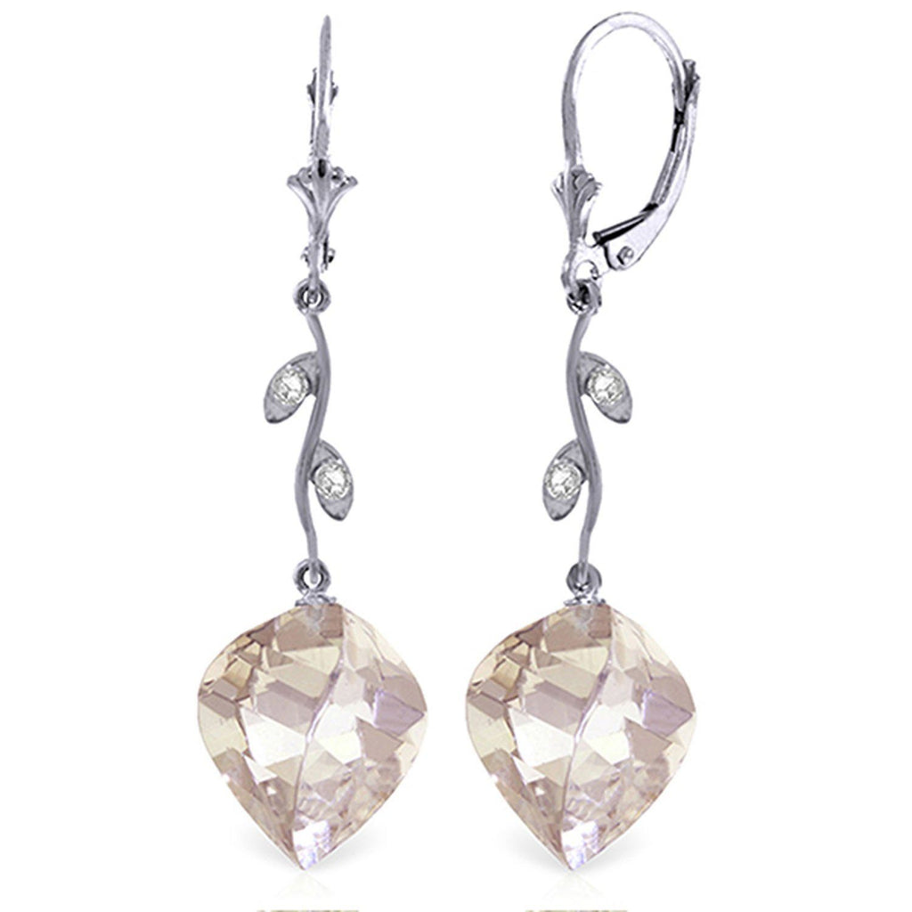 25.62 Carat 14K Rose Gold Diamond Spiral White Topaz Earrings