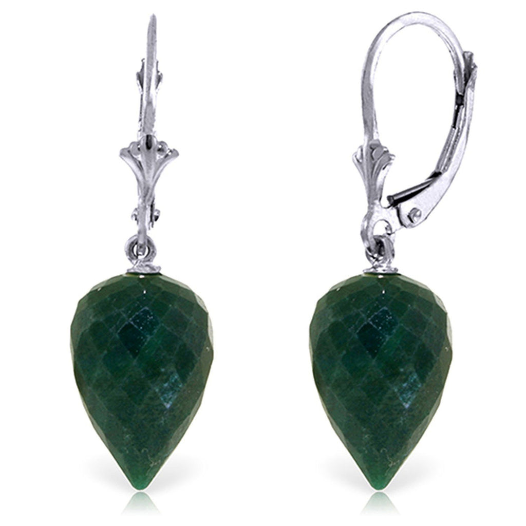 25.7 Carat 14K Gold Drop Briolette Emerald Earrings