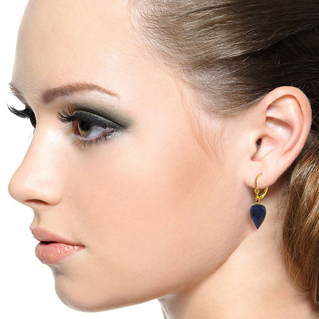 25.7 Carat 14K Rose Gold Drop Briolette Sapphire Earrings