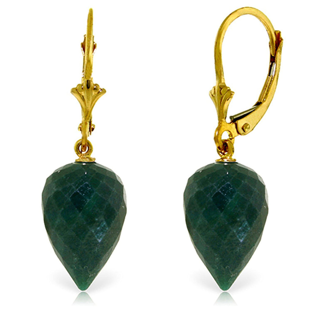 25.7 Carat 14K White Gold Drop Briolette Emerald Earrings