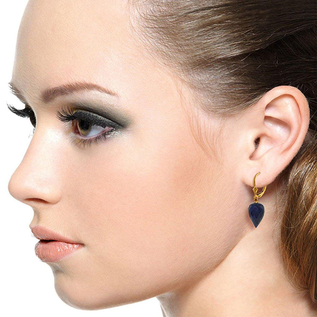 25.7 Carat 14K White Gold Drop Briolette Sapphire Earrings