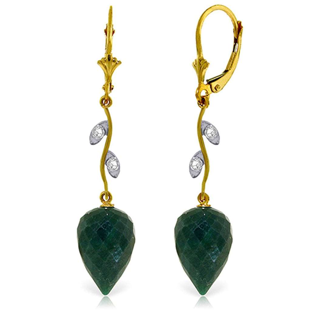 25.72 Carat 14K Gold Diamond Drop Emerald Earrings