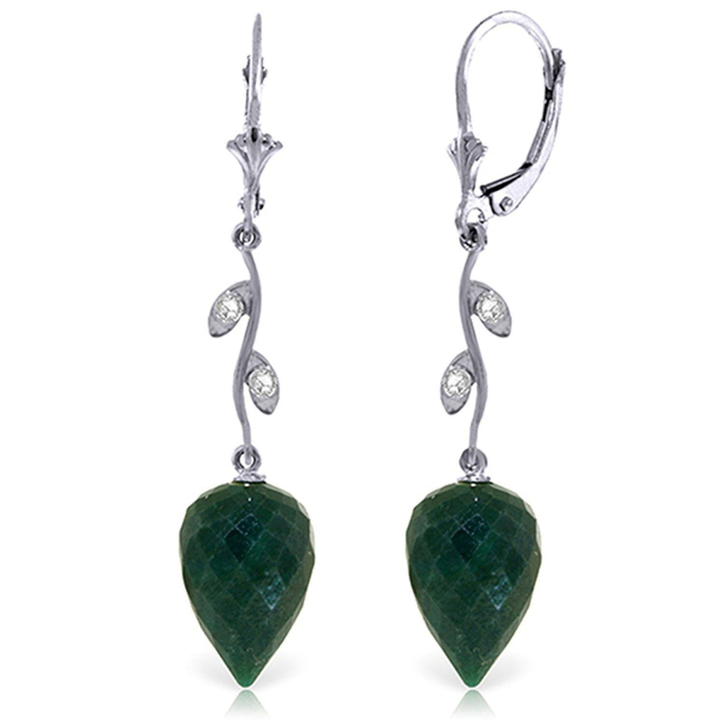25.72 Carat 14K Gold Diamond Drop Emerald Earrings