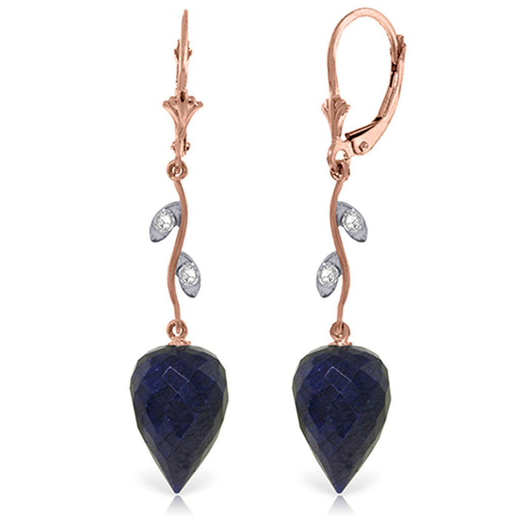 25.72 Carat 14K Gold Diamond Drop Sapphire Earrings