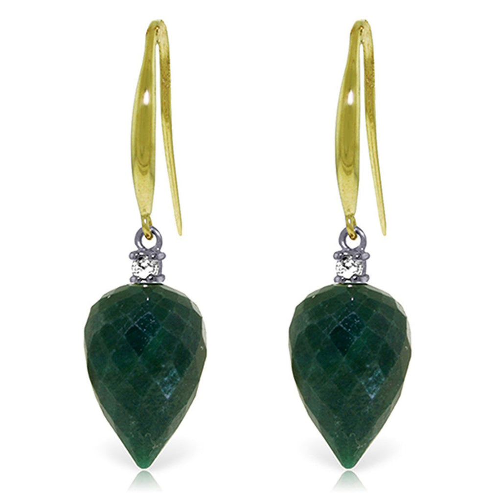 25.9 Carat 14K Rose Gold Fish Hook Earrings Diamond Emerald