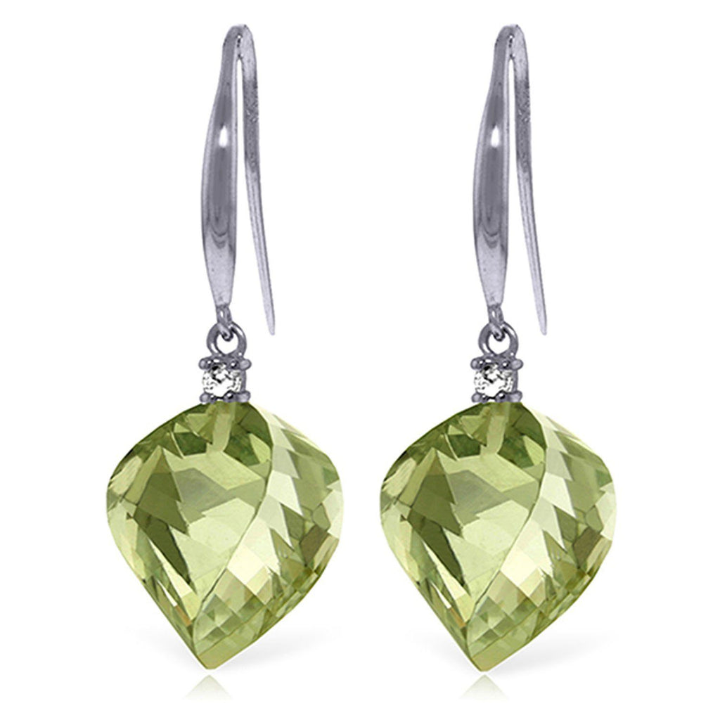 26.1 Carat 14K Gold Obsession Green Amethyst Diamond Earrings