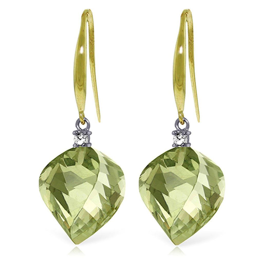 26.1 Carat 14K White Gold Found My Love Green Amethyst Diamond Earrings
