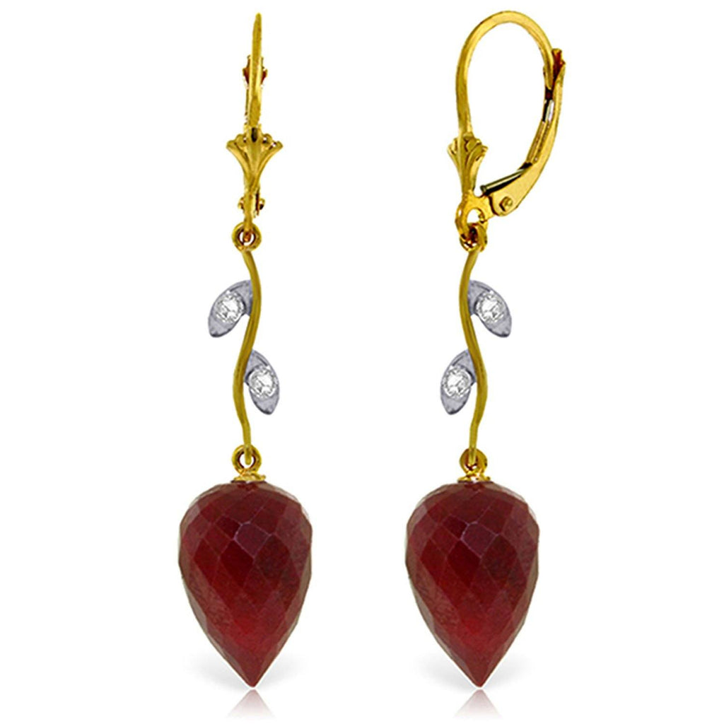 26.12 Carat 14K Rose Gold Diamond Drop Ruby Earrings