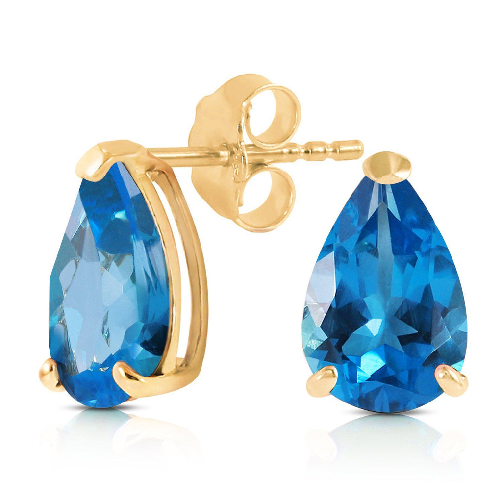3.15 Carat 14K Rose Gold Stud Earrings Natural Blue Topaz