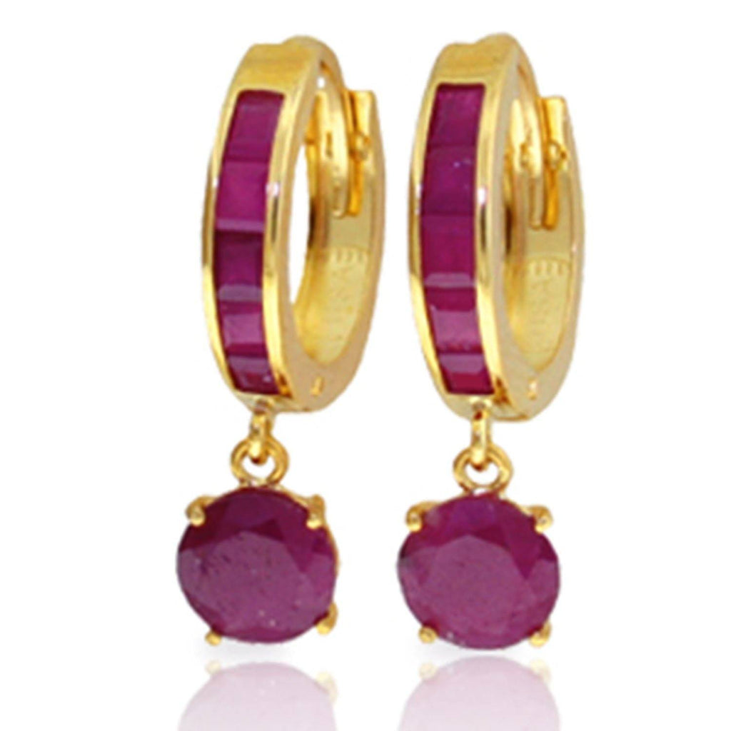 3.3 Carat 14K Rose Gold Huggie Earrings Natural Ruby