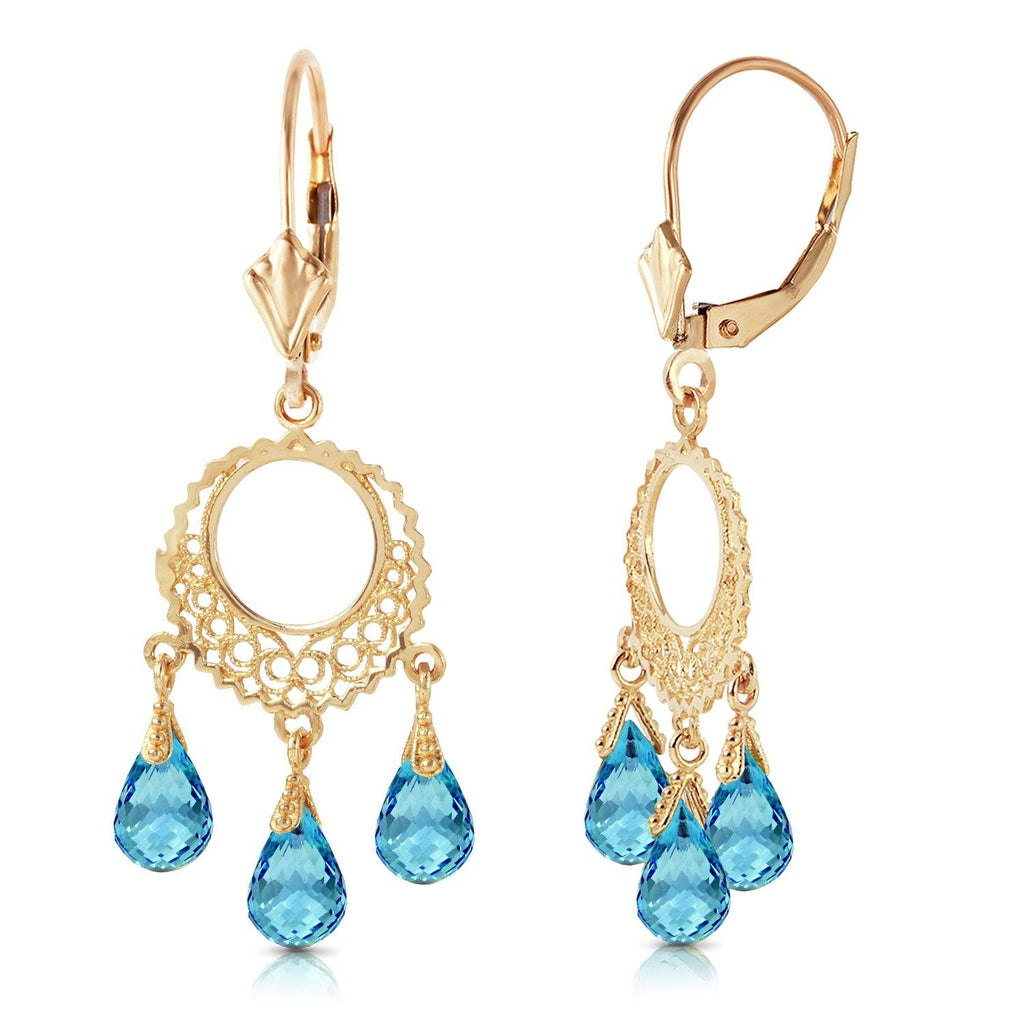 3.75 Carat 14K Gold Chandelier Earrings Blue Topaz