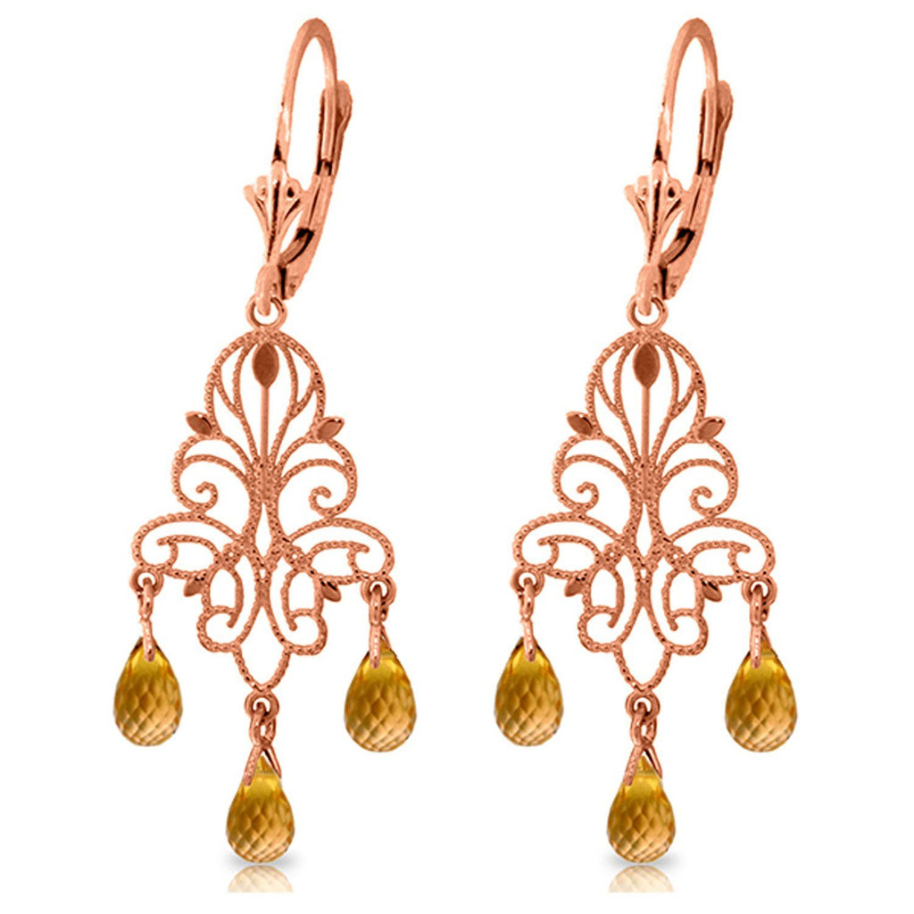 3.75 Carat 14K Gold Chandelier Earrings Natural Citrine Gemstone