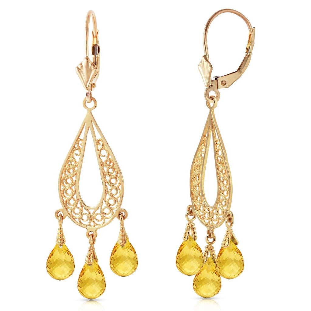 3.75 Carat 14K Gold Chandelier Earrings Natural Citrine Jewelry