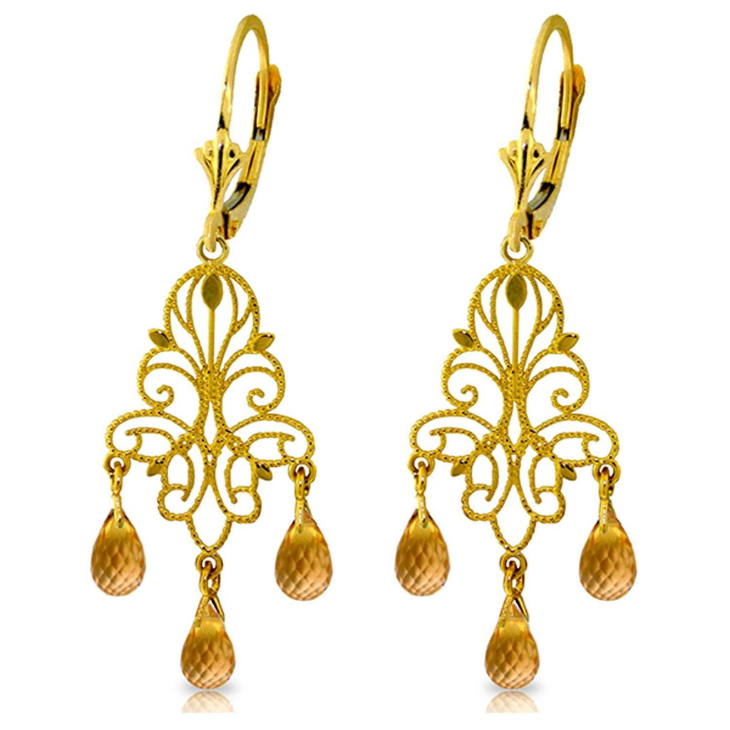 3.75 Carat 14K Rose Gold Chandelier Earrings Natural Citrine