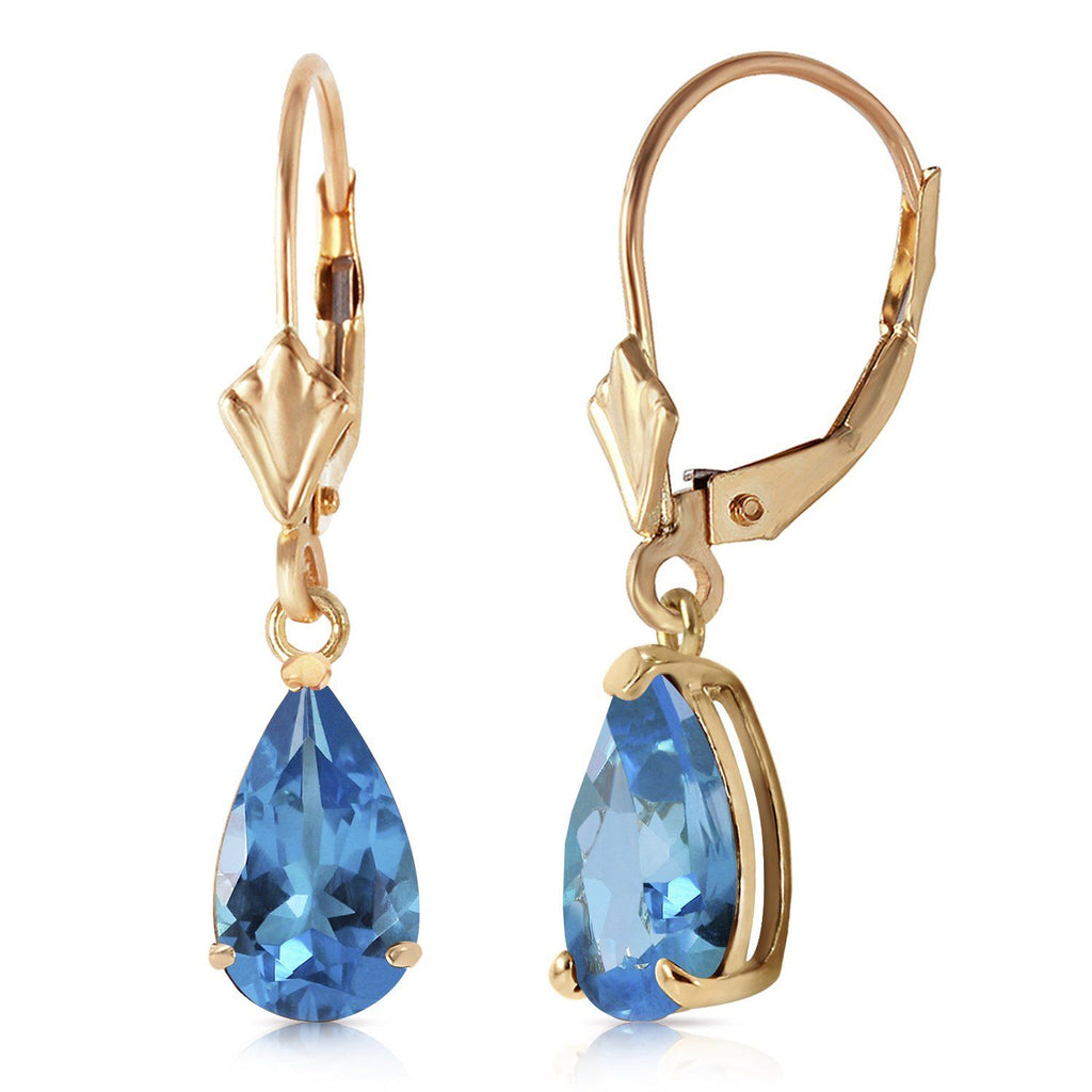 3.77 Carat 14K Gold Extravaganza Blue Topaz Earrings