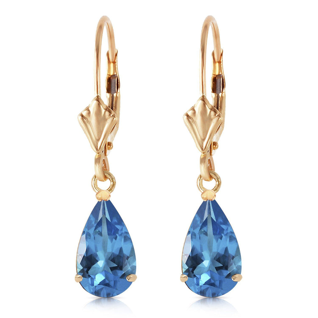 3.77 Carat 14K Gold Extravaganza Blue Topaz Earrings