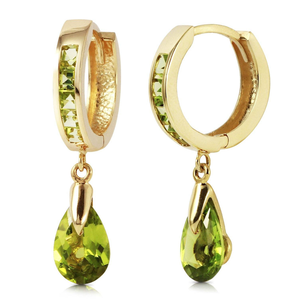 3.9 Carat 14K Rose Gold Huggie Earrings Dangling Peridot