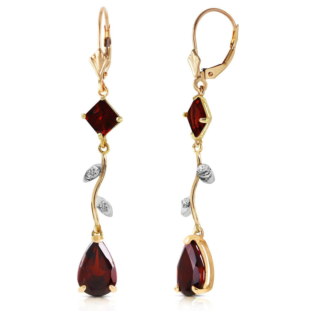 3.97 Carat 14K Rose Gold Chandelier Earrings Diamond Garnet