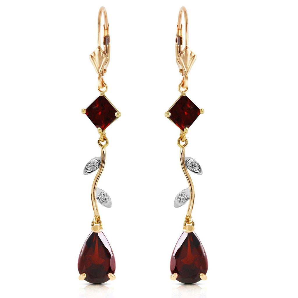 3.97 Carat 14K Rose Gold Chandelier Earrings Diamond Garnet