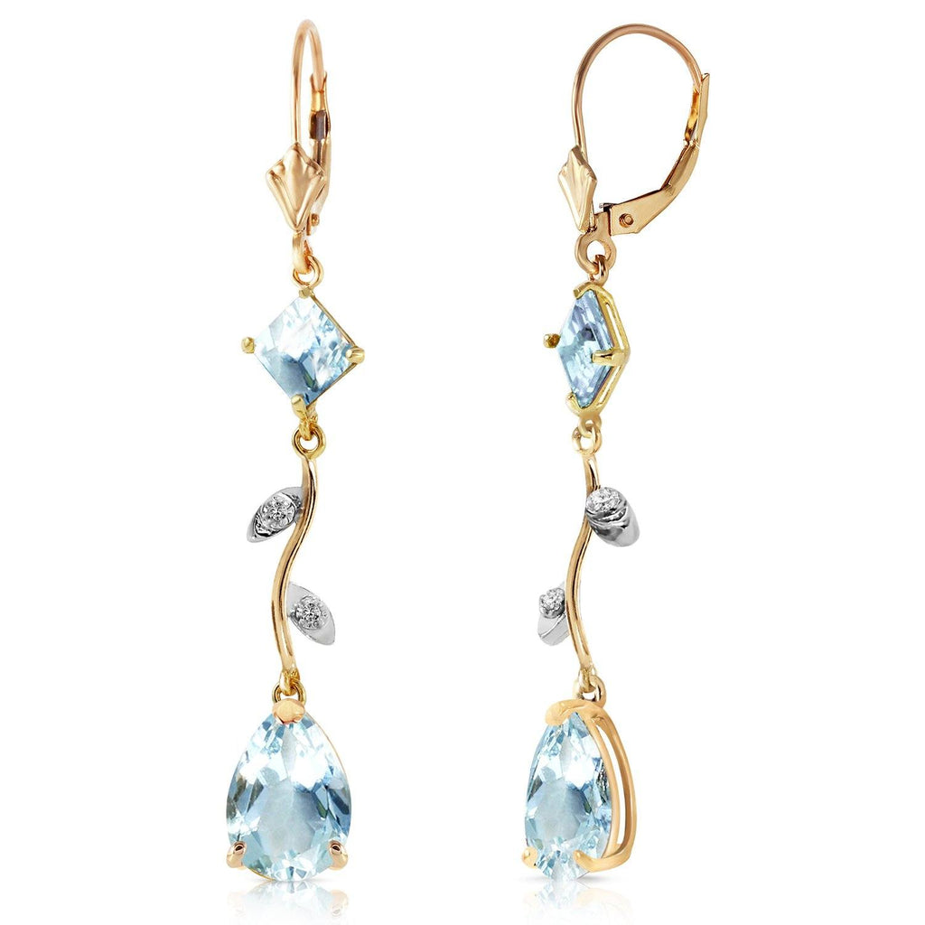 3.97 Carat 14K White Gold Chandelier Earrings Natural Diamond Aquamarine