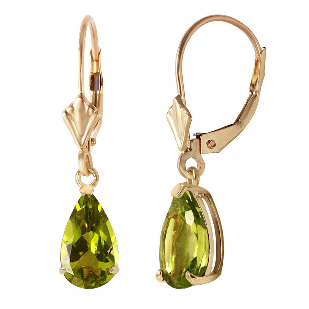 3 Carat 14K Gold Green Grass Peridot Earrings
