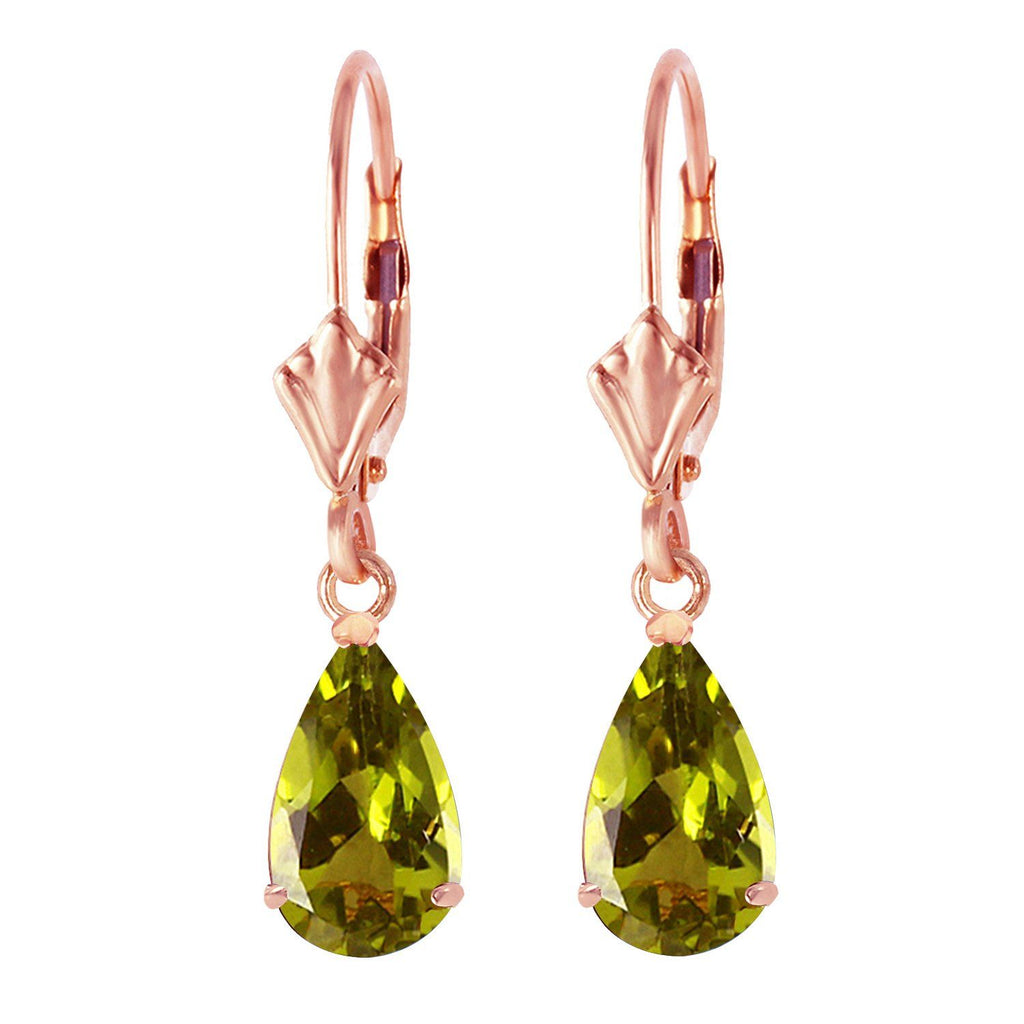 3 Carat 14K Gold Green Grass Peridot Earrings