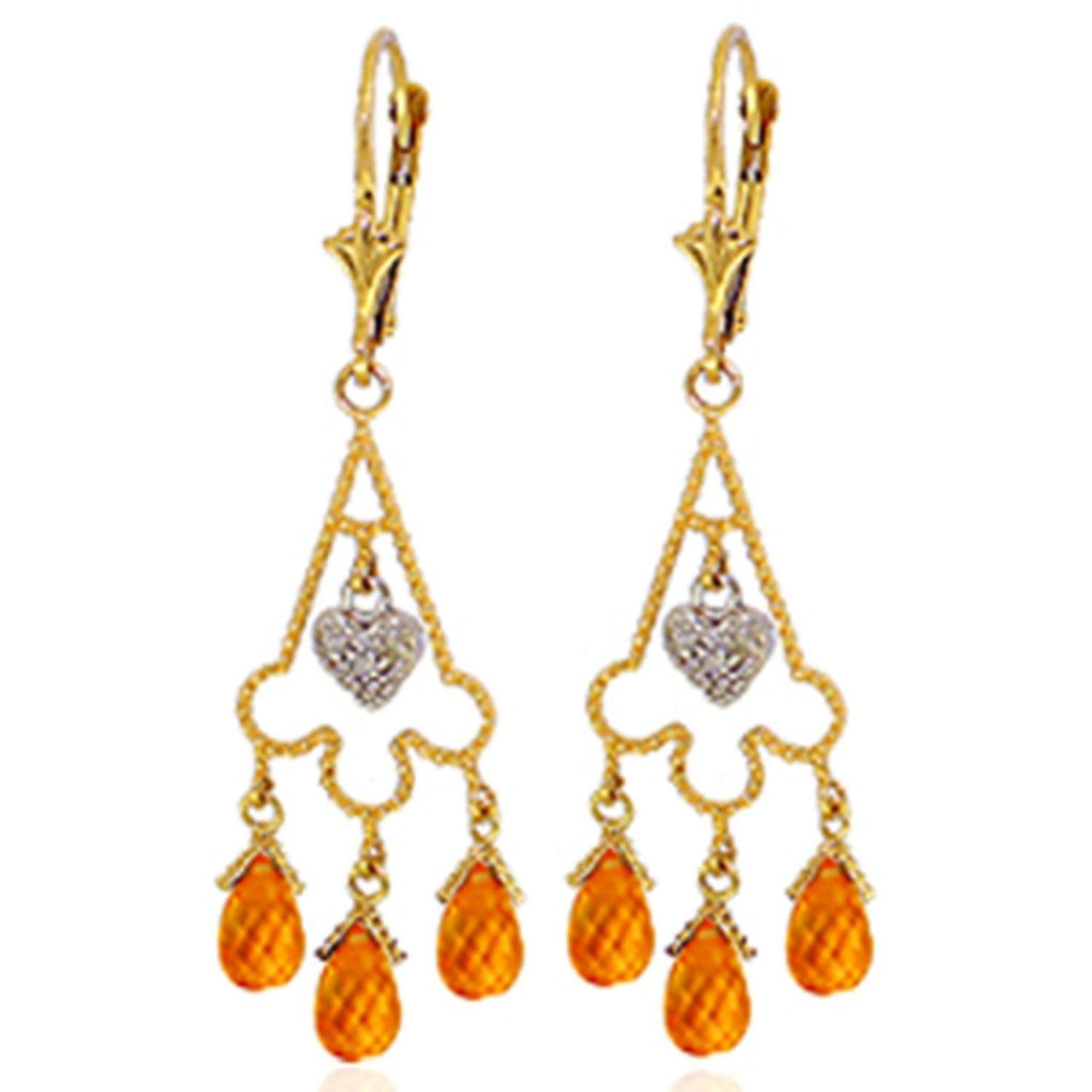 4.23 Carat 14K Gold Chandelier Diamond Earrings Citrine