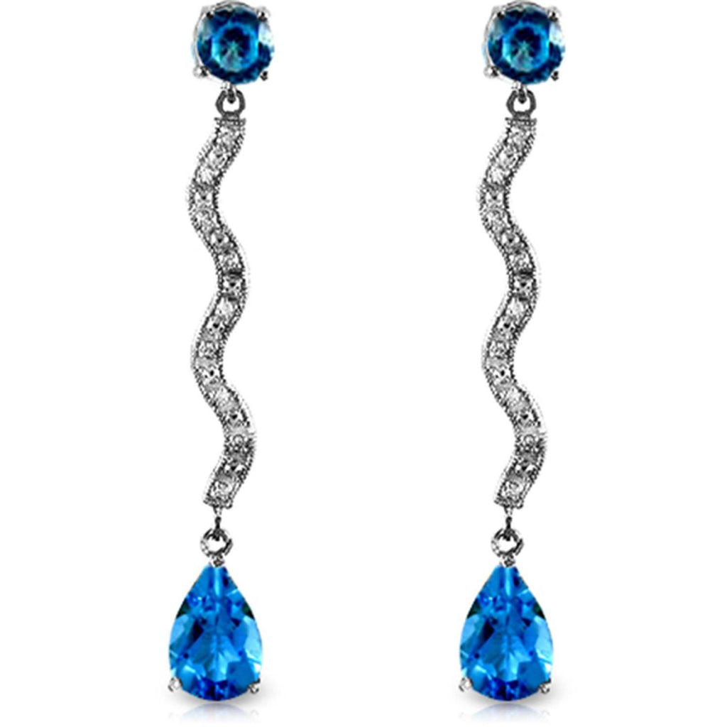 4.35 Carat 14K Gold Earrings Diamond Blue Topaz
