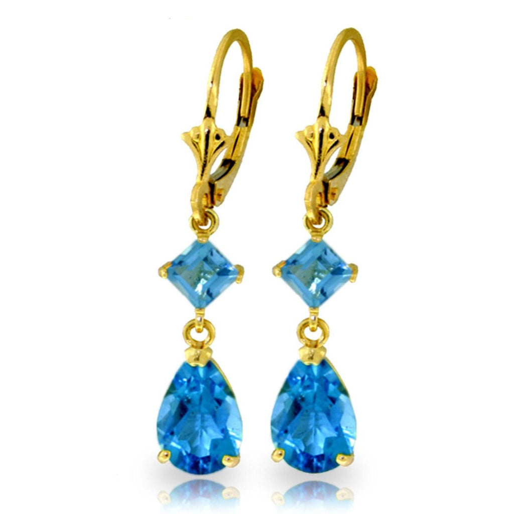 4.5 Carat 14K Gold Beaute Blue Topaz Earrings