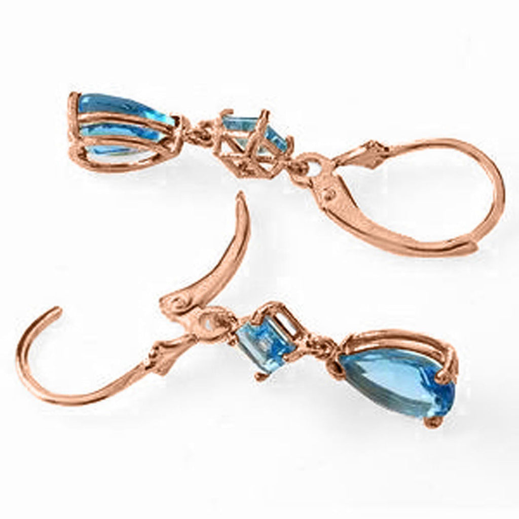 4.5 Carat 14K Gold Beaute Blue Topaz Earrings