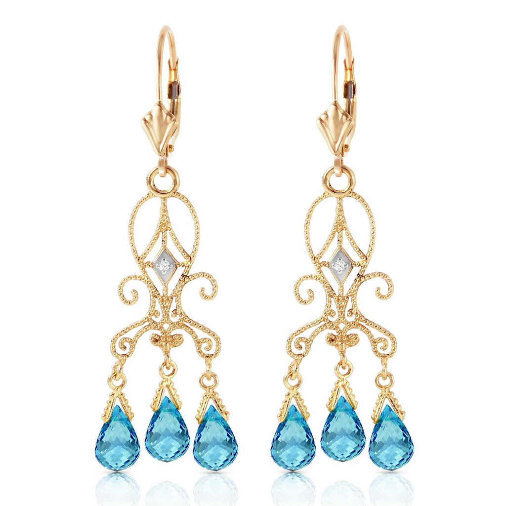 4.81 Carat 14K White Gold Chandelier Diamond Earrings Blue Topaz