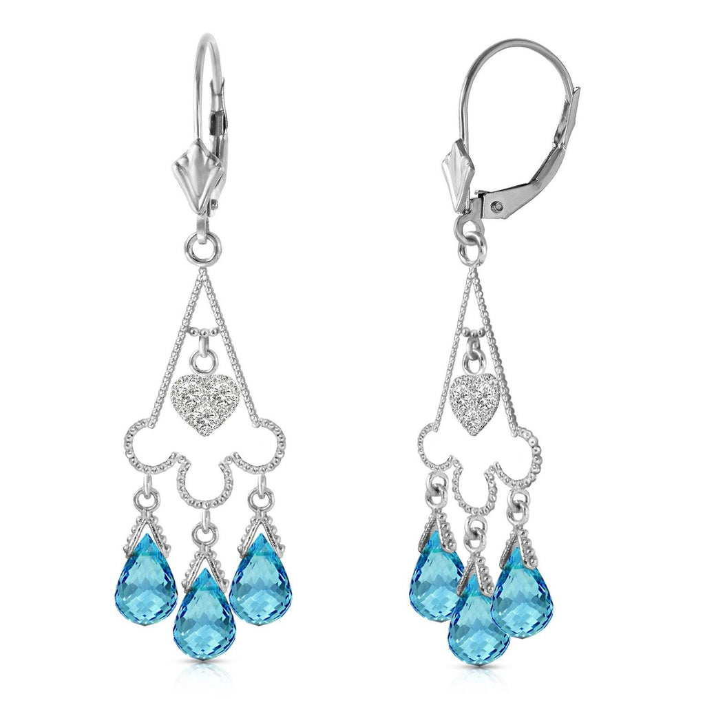 4.83 Carat 14K Rose Gold Chandelier Diamond Earrings Blue Topaz