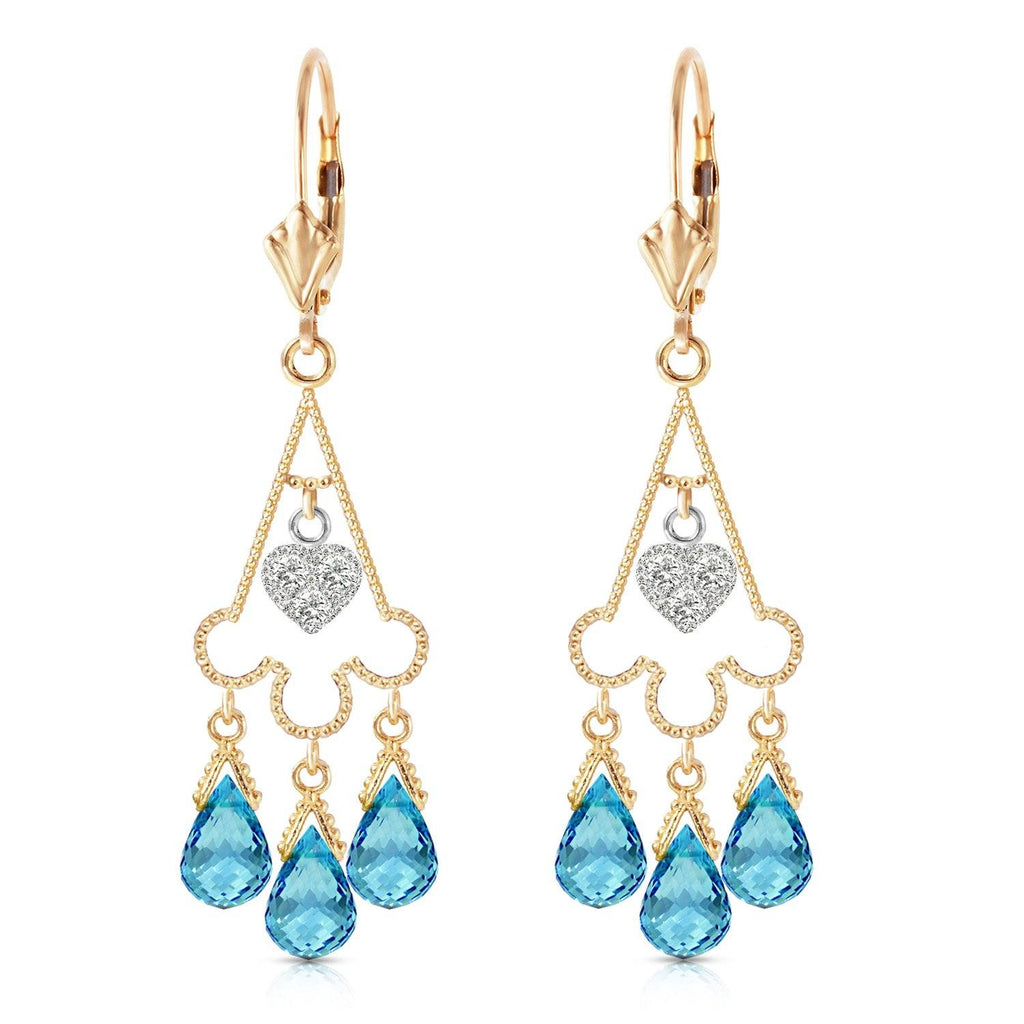 4.83 Carat 14K White Gold Chandelier Diamond Earrings Blue Topaz