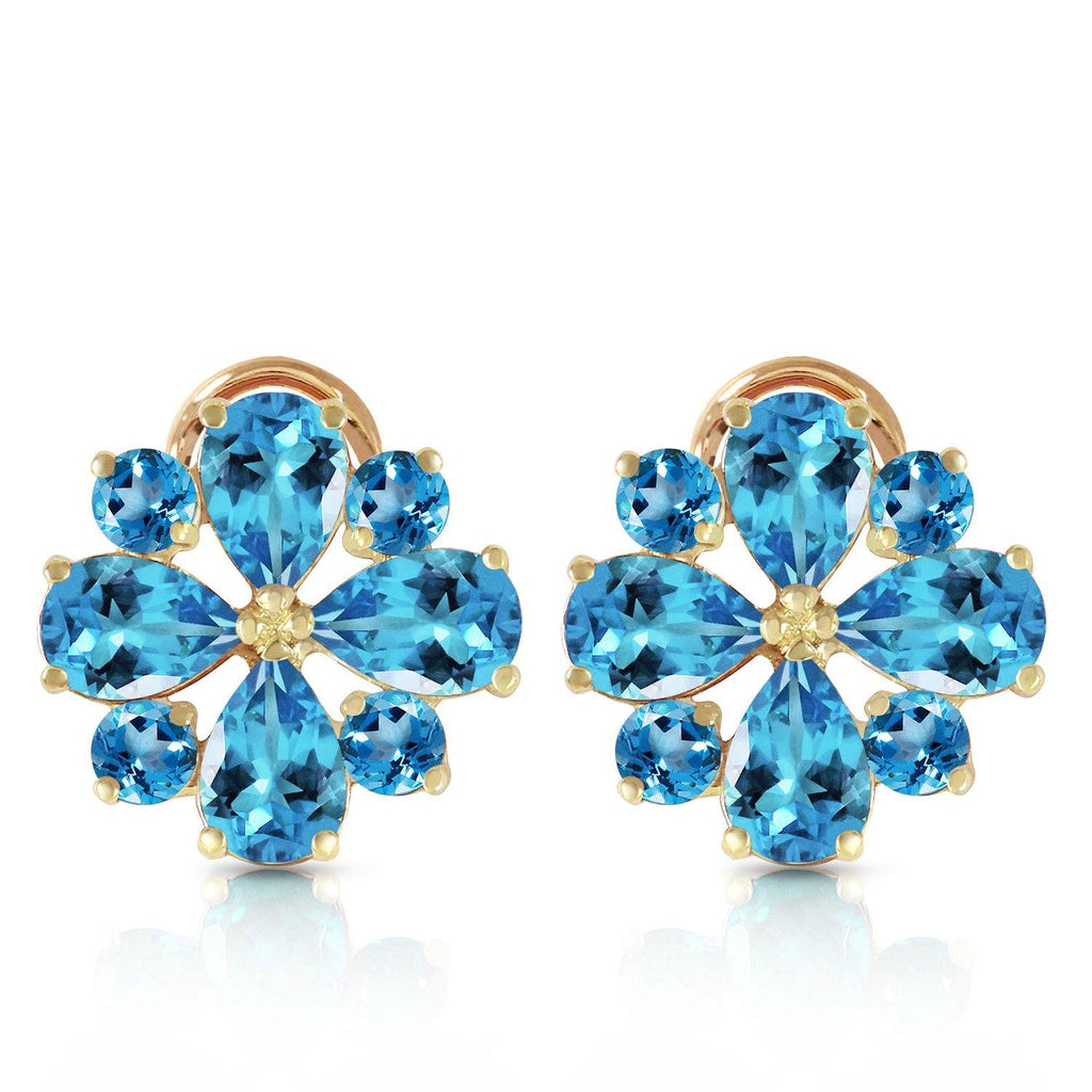 4.85 Carat 14K Gold Fiore Blue Topaz Earrings