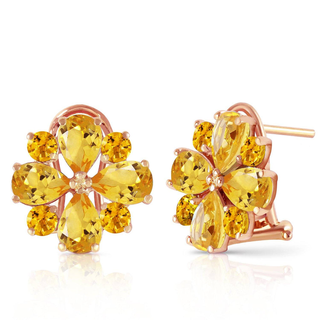 4.85 Carat 14K Rose Gold Flower Citrine Clip Earrings
