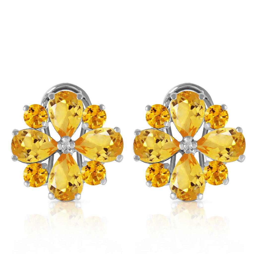 4.85 Carat 14K Rose Gold Flower Citrine Clip Earrings