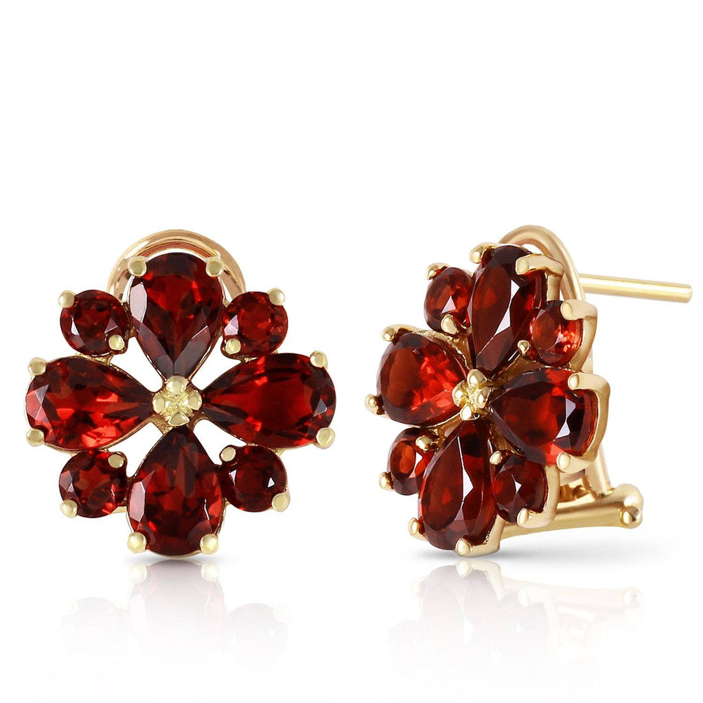 4.85 Carat 14K Rose Gold Flower Garnet Clip Earrings