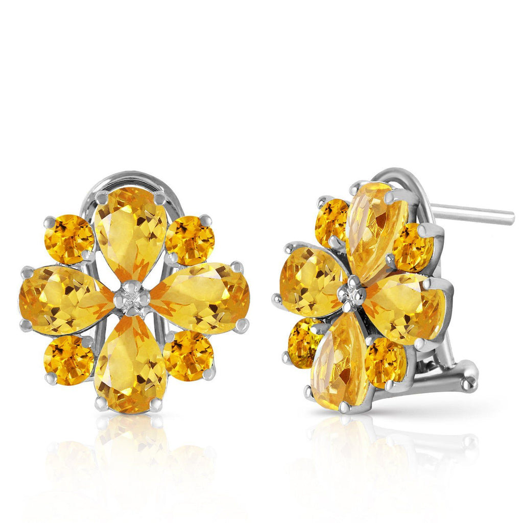 4.85 Carat 14K White Gold Love Accents Citrine Earrings